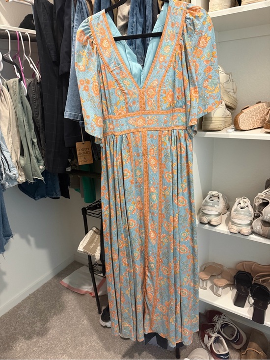 Baltic Born Dresses & Skirts - Baltic Born Blue and Orange Floral Maxi Dress